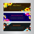 Set banners collection with abstract polygonal mosaic backgrounds. Geometric Hexagons patterns, vector illustration. Royalty Free Stock Photo