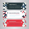 Set banners collection with abstract soft color polygonal mosaic backgrounds. Geometric triangular patterns, vector illustration.