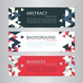 Set banners collection with abstract soft color polygonal mosaic backgrounds. Geometric triangular patterns, vector illustration. Royalty Free Stock Photo