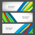 Set banners in colors of Brazil flag. Vector color concept Royalty Free Stock Photo