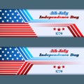 Set of banners design with stars on national flag for fourth of July, American Independence Day Royalty Free Stock Photo