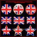 Set of banners with flag of England. Royalty Free Stock Photo