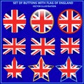 Set of banners with flag of England. Royalty Free Stock Photo