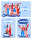 Set of banners for Friendship day with people characters, vector illustration. Royalty Free Stock Photo