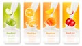 Set of banners with fruit and milk. Royalty Free Stock Photo