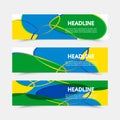 Set of banners. Geometric background with Brazil flag colors Royalty Free Stock Photo