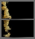 Set of banners with gold texture abstract decoration on the black background. Royalty Free Stock Photo