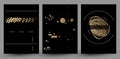 Set of banners with gold texture decoration on the black background. Royalty Free Stock Photo