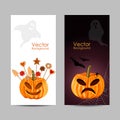 Set of banners. Halloween pumpkin with biscuits Royalty Free Stock Photo