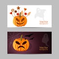 Set of banners. Halloween pumpkin with biscuits Royalty Free Stock Photo