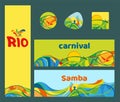 Set of banners and icons Rio de Janeiro carnival, vector illustration