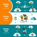 Set of banners, icons of traveling with a pet.