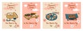Set of banners with illustrations of Japanese cuisine. Vector graphics
