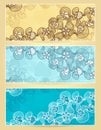 Set banners with marine lace Royalty Free Stock Photo