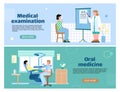 Set of banners for medical vision and dental check-up flat vector illustration.