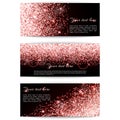 Set of banners with pink sparkles