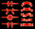 Ribbon Bows and Stripes, Set of Banners Vector Royalty Free Stock Photo