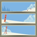 Set of banners with retro winter landscape, vector illustration, eps10. Royalty Free Stock Photo
