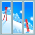 Set of banners with sunny winter landscape, vector illustration, eps10.