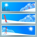 Set of banners with sunny winter landscape, vector illustration, eps10.