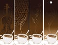 Set of banners on the theme of coffee and music Royalty Free Stock Photo