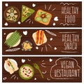 Set of banners for theme healthy vegetarians food .Vector i Royalty Free Stock Photo