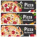 Set of banners for theme pizza different tastes flat design