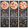 Set of banners for theme pizza different tastes flat design