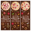 Set of banners for theme pizza different tastes flat design
