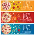 Set of banners for theme pizza different tastes flat design