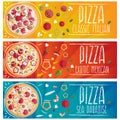 Set of banners for theme pizza different tastes flat design