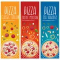 Set of banners for theme pizza different tastes flat design Royalty Free Stock Photo