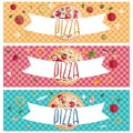 Set of banners for theme pizza different tastes flat design