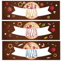 Set of banners for theme pizza different tastes flat design