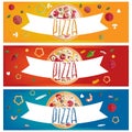 Set of banners for theme pizza different tastes flat design