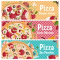 Set of banners for theme pizza different tastes flat design Royalty Free Stock Photo