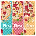 Set of banners for theme pizza different tastes flat design Royalty Free Stock Photo