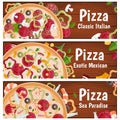 Set of banners for theme pizza different tastes flat design