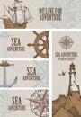 Set of banners on the theme of sea adventure Royalty Free Stock Photo