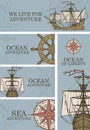 Set of banners on the theme of sea adventure Royalty Free Stock Photo