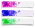 Set of banners with watercolor stains, splashes on a white background. Flyers, backgrounds, textures.