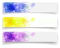 Set of banners with watercolor stains, splashes on a white background. Flyers, backgrounds, textures.