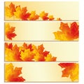 Set of banners with yellow, orange, red maple leaves Royalty Free Stock Photo