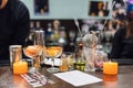 Set of bar accessories and ingredients for making a cocktails on counter. Royalty Free Stock Photo