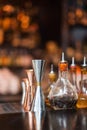 Set of bar accessories and ingredients for making a cocktails on counter. Royalty Free Stock Photo