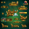 Set of bar, buttons, titles for Shadowy forest GUI Royalty Free Stock Photo