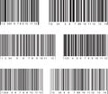 Set of 6 bar code labels. Vector illustration.