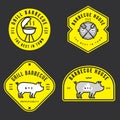 Set of barbecue logo, badges, banners, labels, emblem for BBQ shop. Outline design. Minimal design. Royalty Free Stock Photo