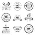 Set of barbecue in monochrome style logos