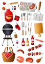 Set of barbecue tools and equipment for family free time